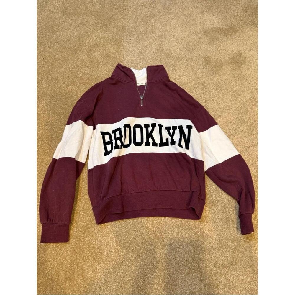 Women's Garage Brooklyn Logo Quarter Zip Hoodie Size Small